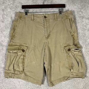 American Eagle Outfitters Mens Cargo Shorts Khaki Classic Length Size 36 Y2K